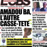 Une des journaux du vendredi 27 octobre 2023