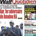 Une des journaux du mardi 14 novembre 2023