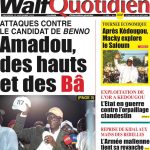 Une des journaux du mercredi 15 novembre 2023