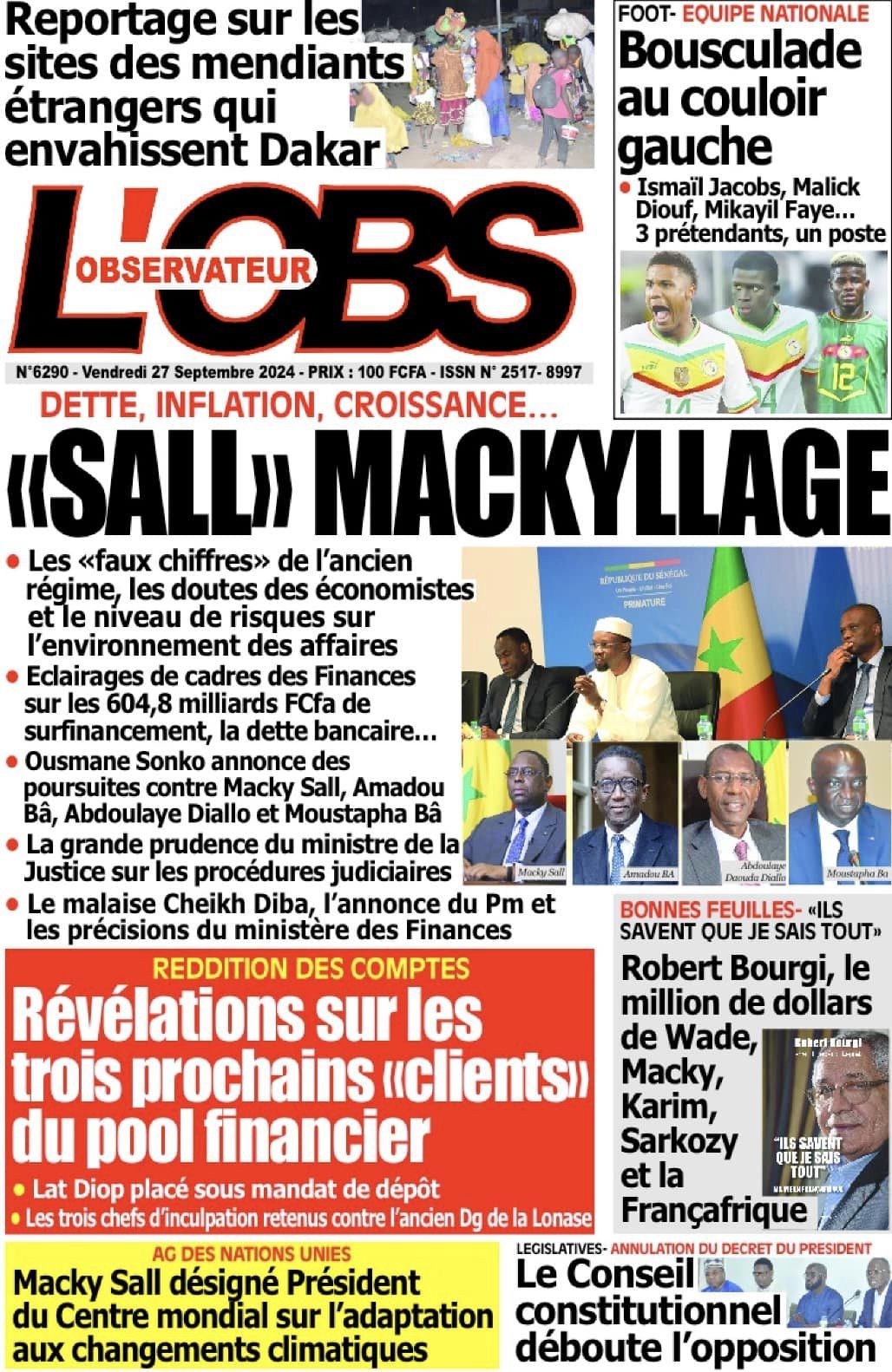 Découvrez les Unes des journaux sénégalais du vendredi 27 septembre 2024