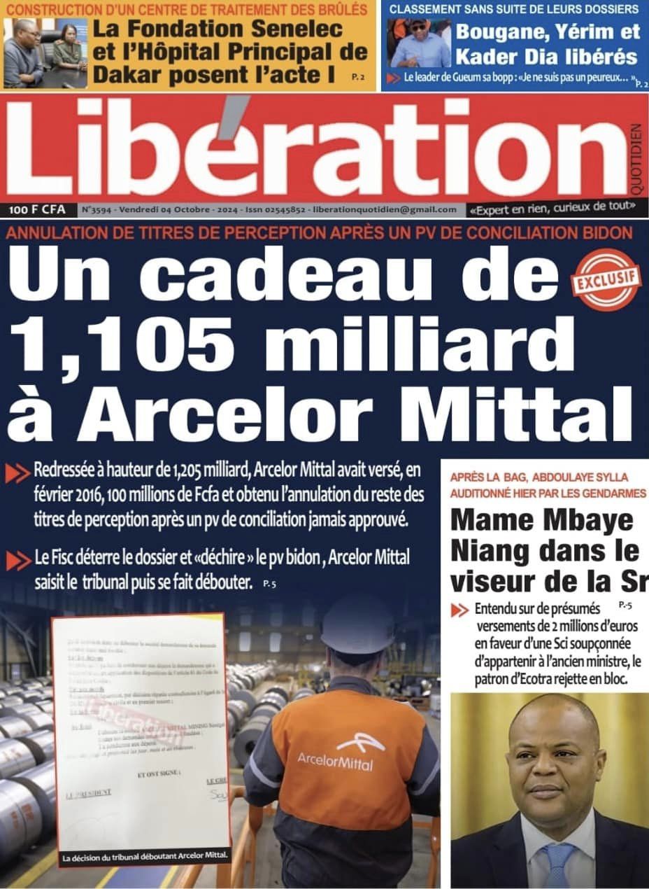 Découvrez les Unes des journaux sénégalais du vendredi 04 octobre 2024