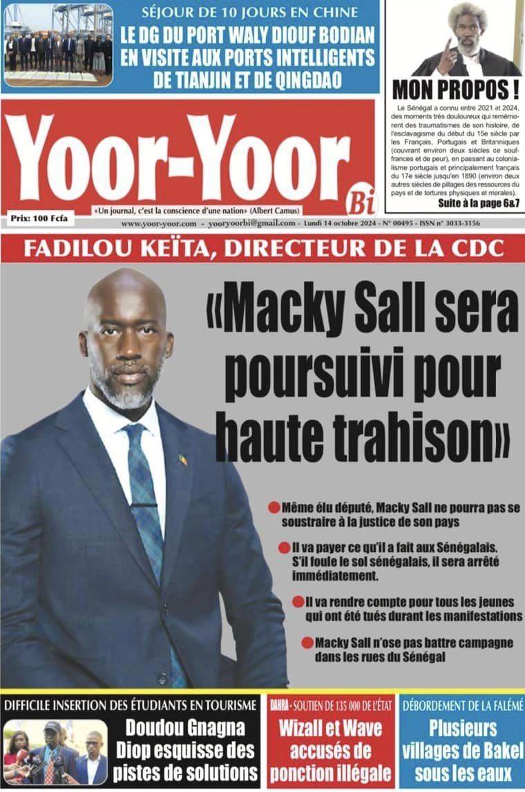 Unes des journaux du lundi 14 octobre 2024