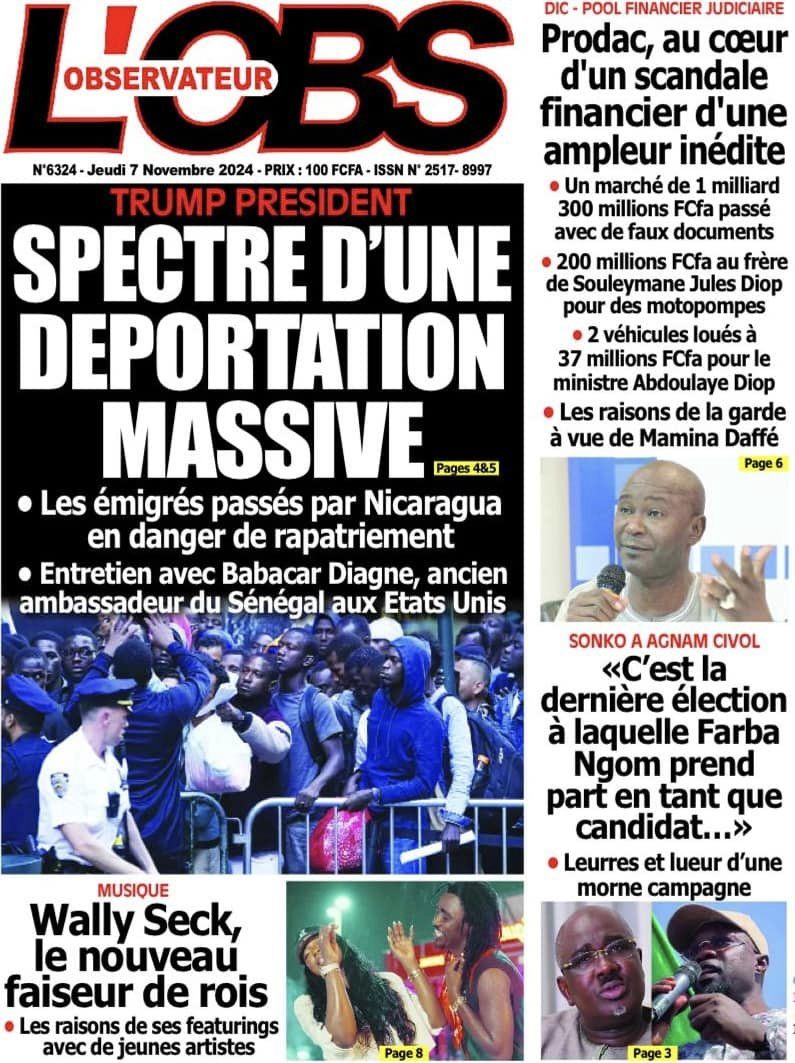 Unes des journaux du jeudi 07 novembre 2024
