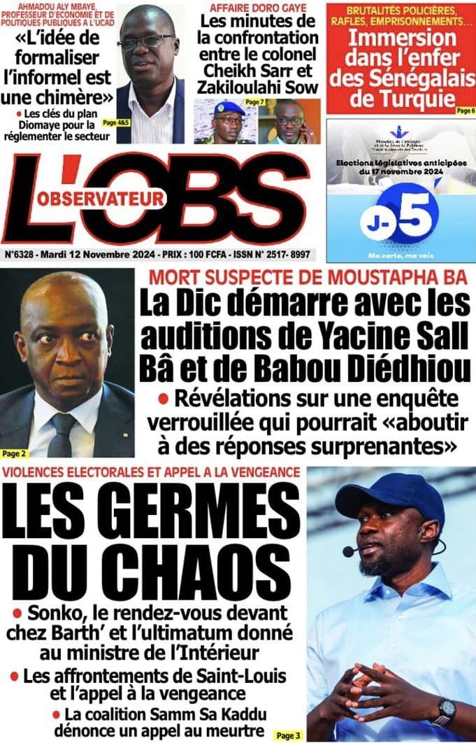 Unes des journaux du mardi 12 novembre 2024