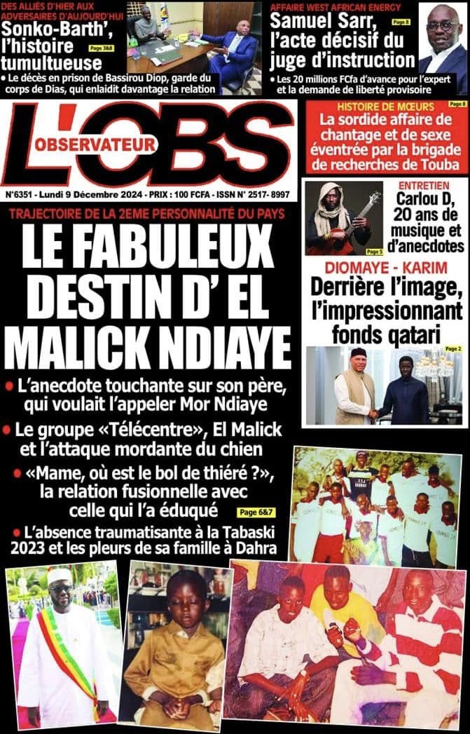 Unes des journaux du lundi 09 décembre 2024