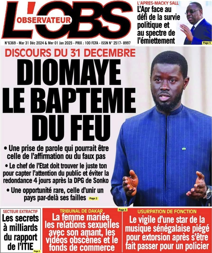 Unes des journaux du mardi 31 décembre 2024