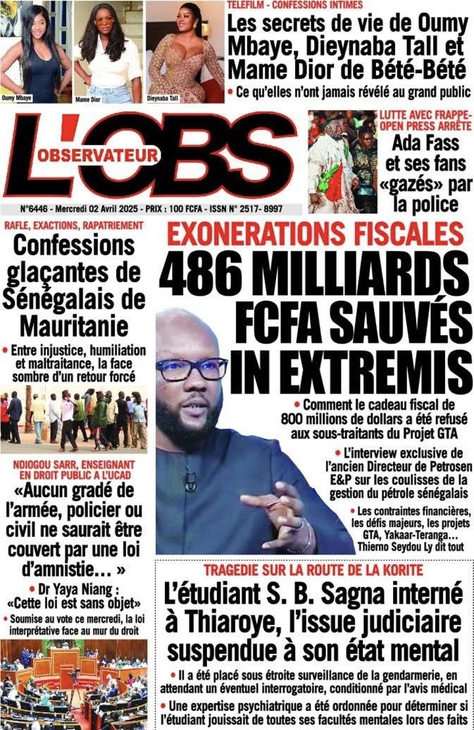 Sénégal : Unes des journaux du mercredi 2 avril 2025