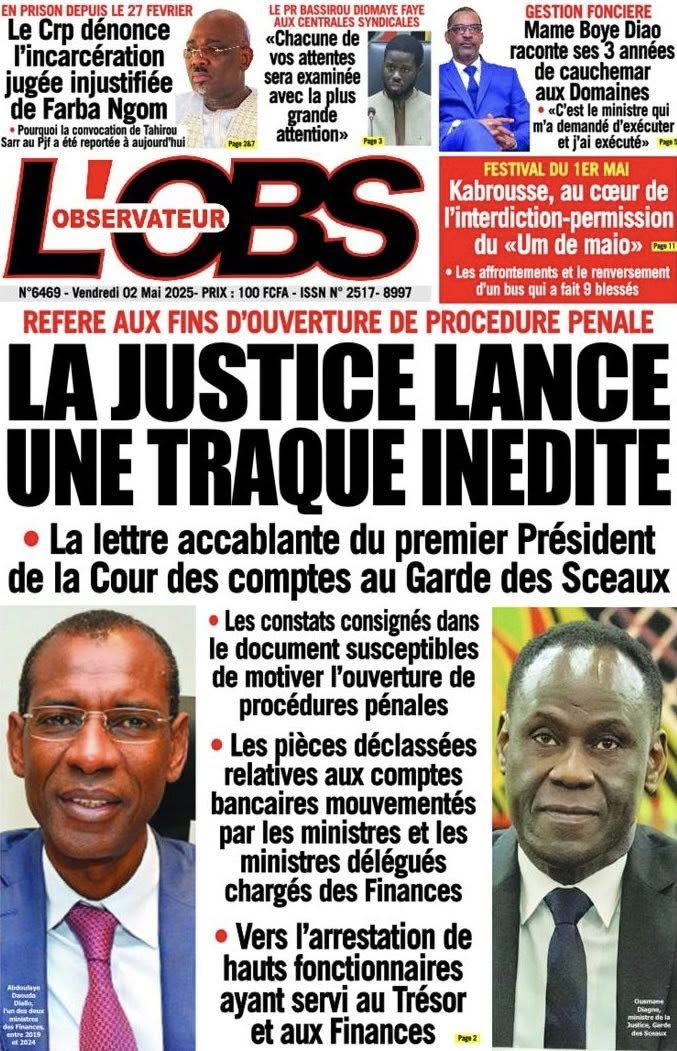 Sénégal : Unes des journaux du vendredi 02 mai 2025