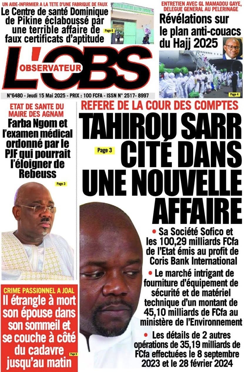 Sénégal : Unes des journaux du jeudi 15 mai 2025