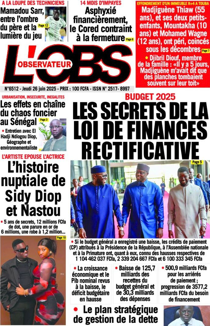 Sénégal : Unes des journaux du jeudi 26 juin 2025