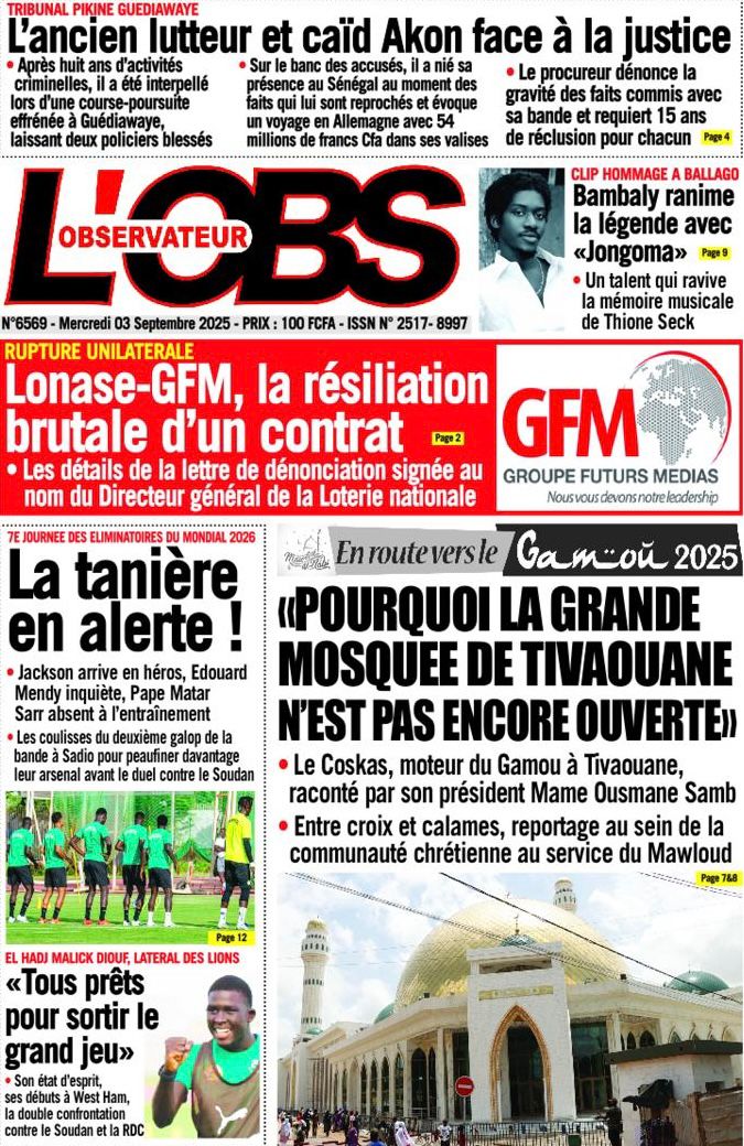 Sénégal / Unes des journaux du mercredi 3 septembre 2025 : Sonko dévoile « Dakar Métropole 2050 » et la République célèbre Abdou Diouf