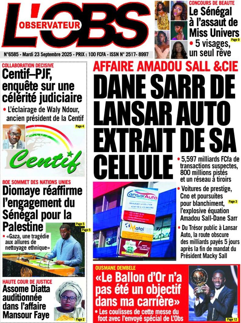 « Palestine, Macky Sall et Ballon d’Or : la presse sénégalaise entre diplomatie, politique et gloire sportive », Mardi 23 septembre 2025